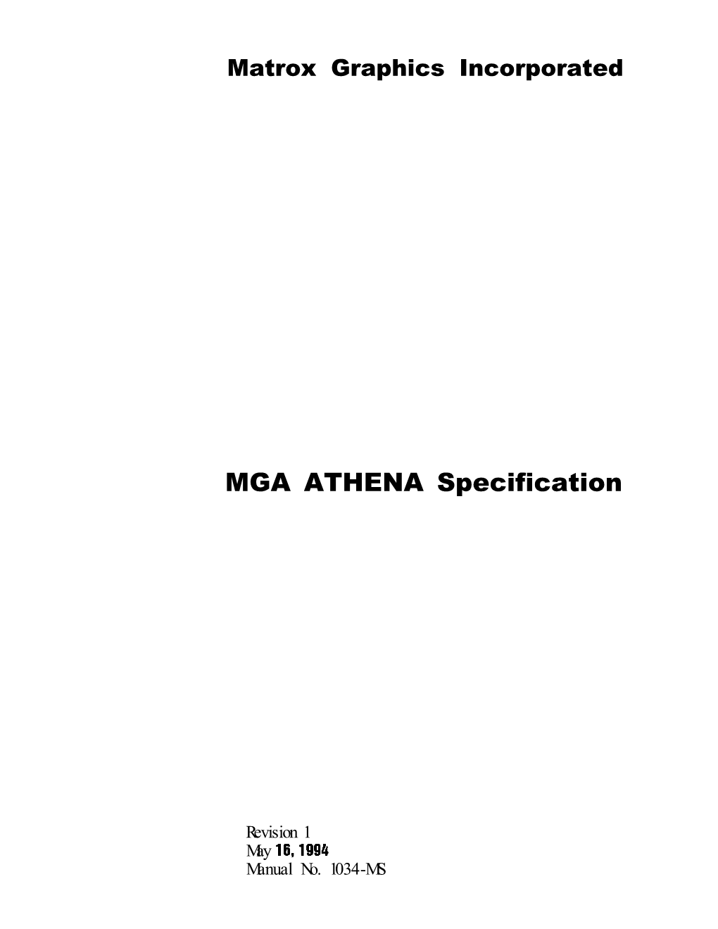 MGA ATHENA Specification