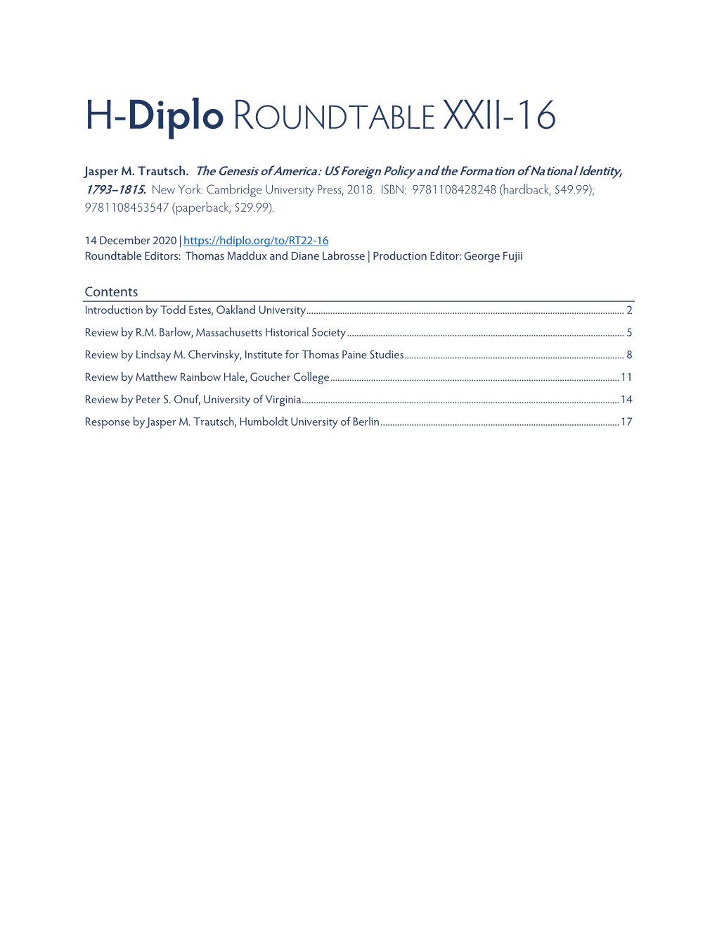 H-Diplo ROUNDTABLE XXII-16