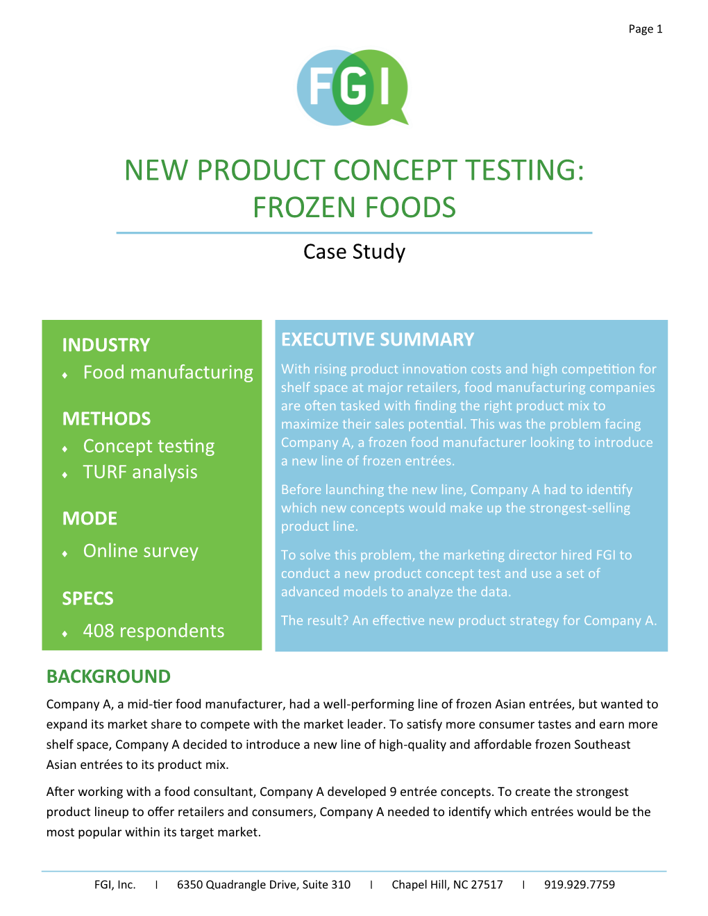 NEW PRODUCT CONCEPT TESTING: FROZEN FOODS Case Study