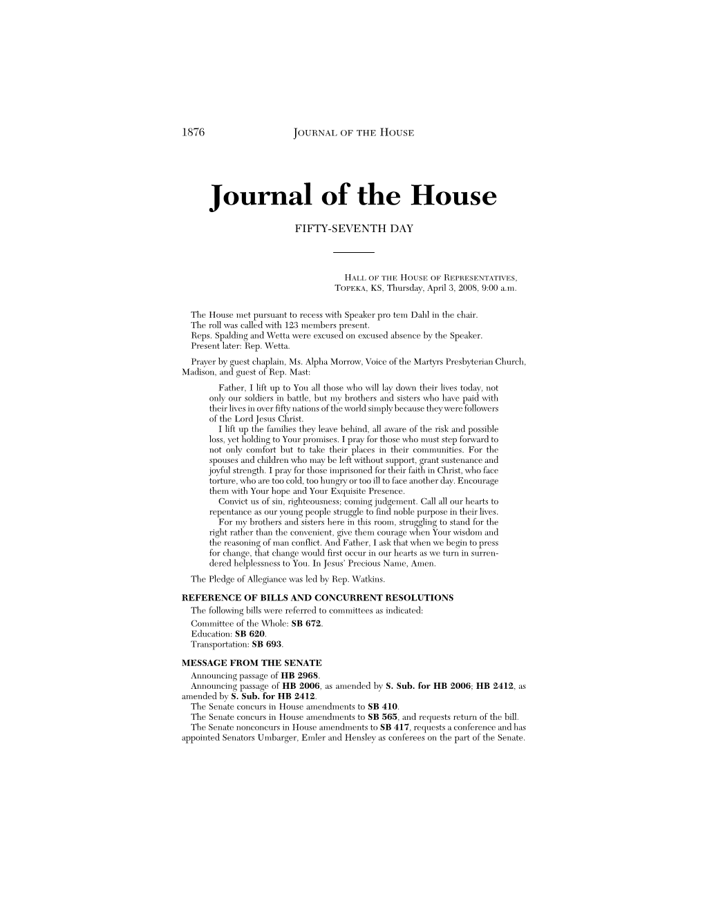 Journal of the House