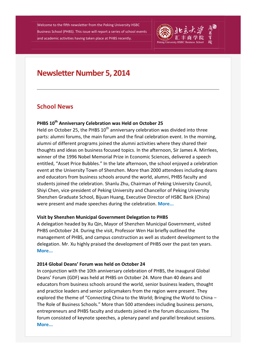 Newsletter Number 5, 2014