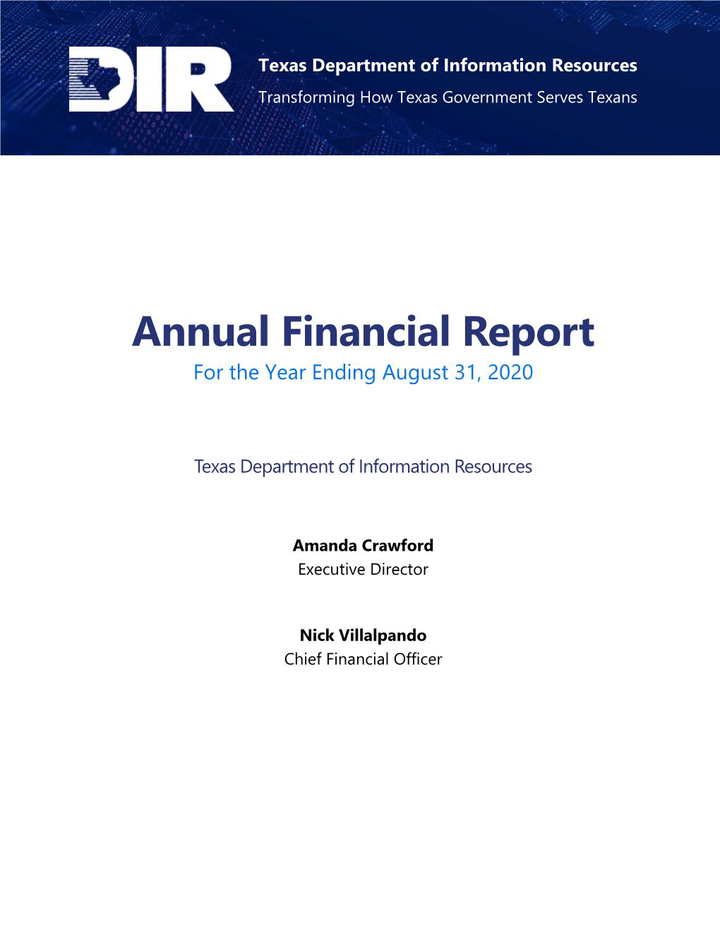 DIR Annual Financial Report 2020