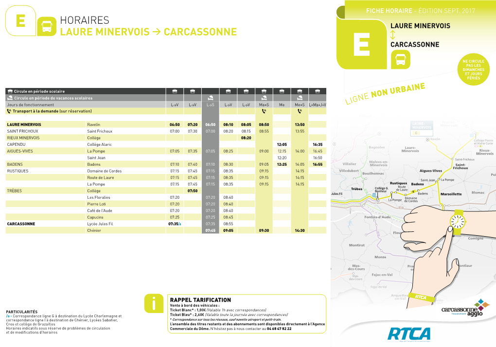 HORAIRES LAURE MINERVOIS &gt; Carcassonne