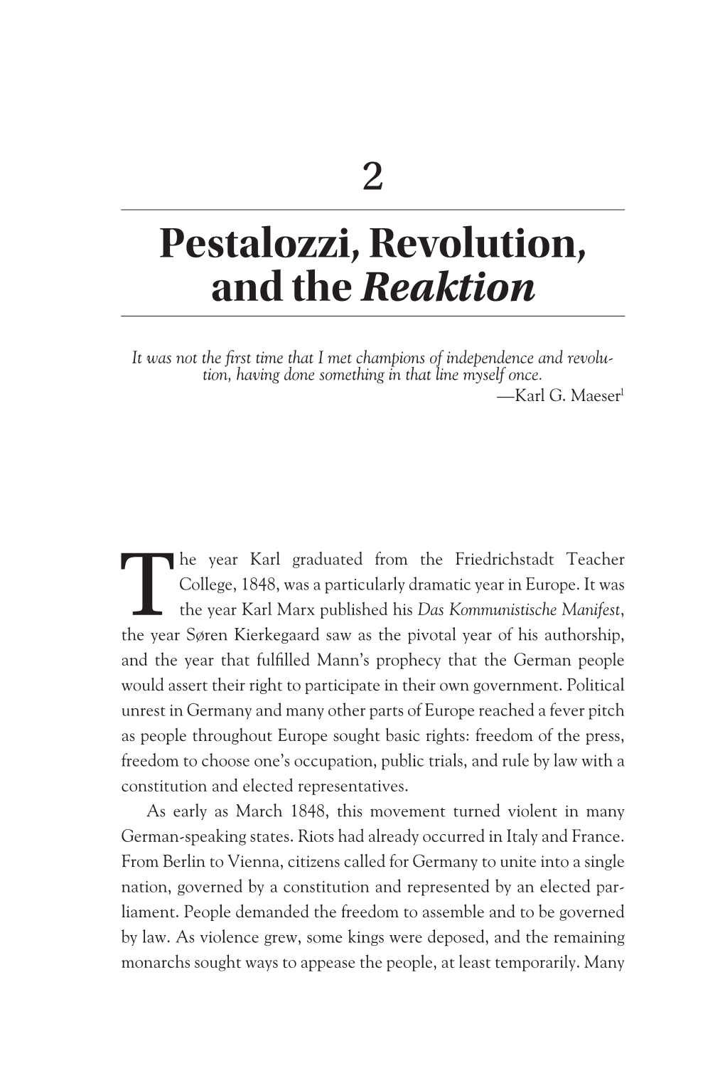 Pestalozzi, Revolution, and the Reaktion