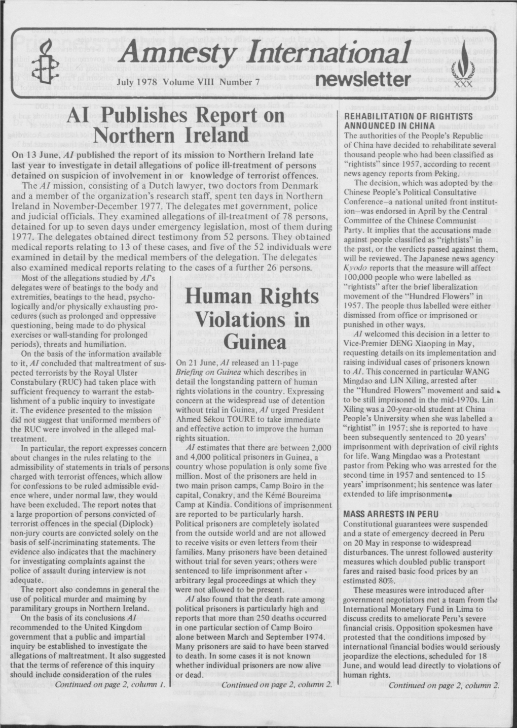 Newsletter AI Publishes Report on Northern Ireland Human Rights