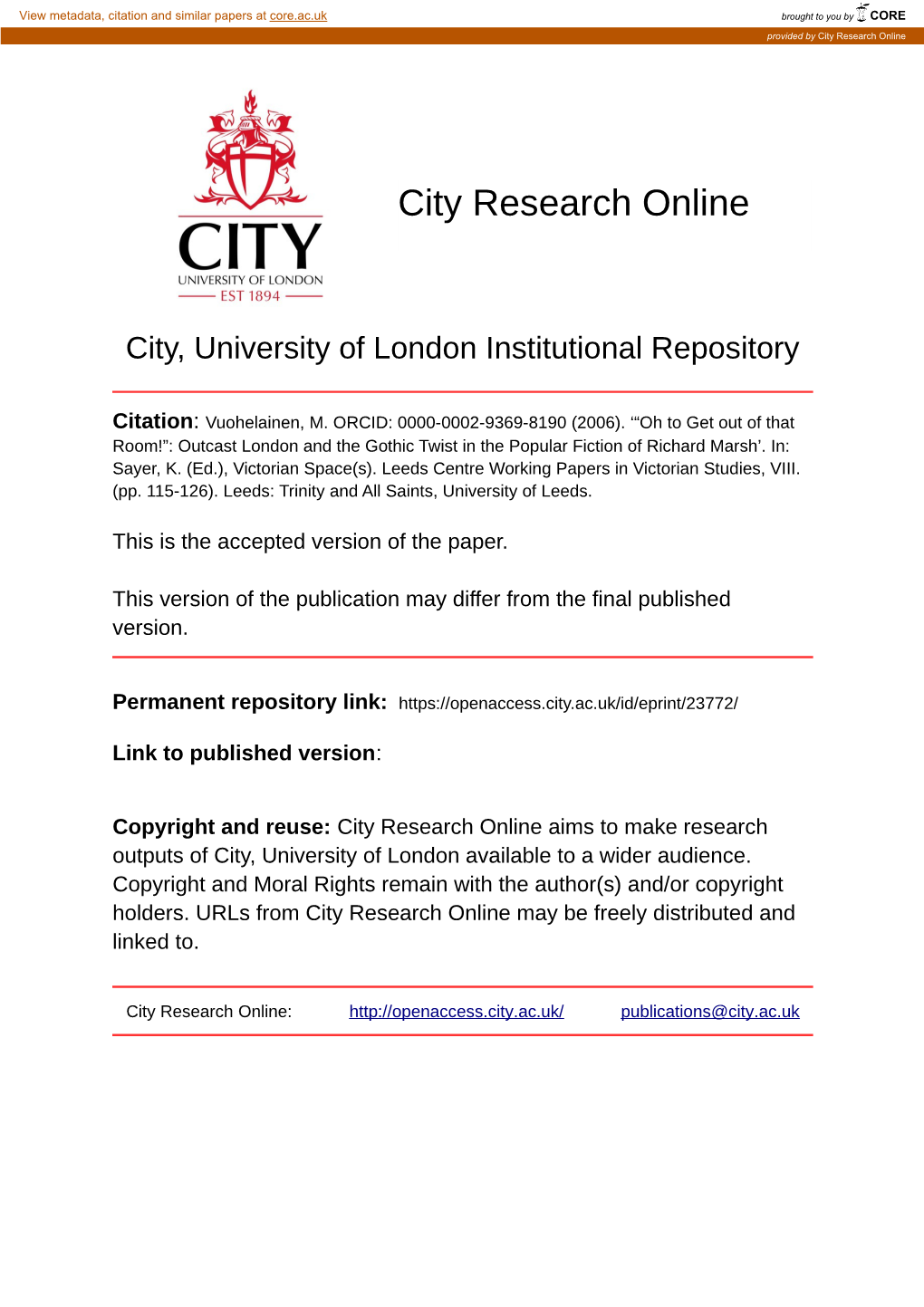 Representations of Poverty in the Popular Fiction of Richard Marsh