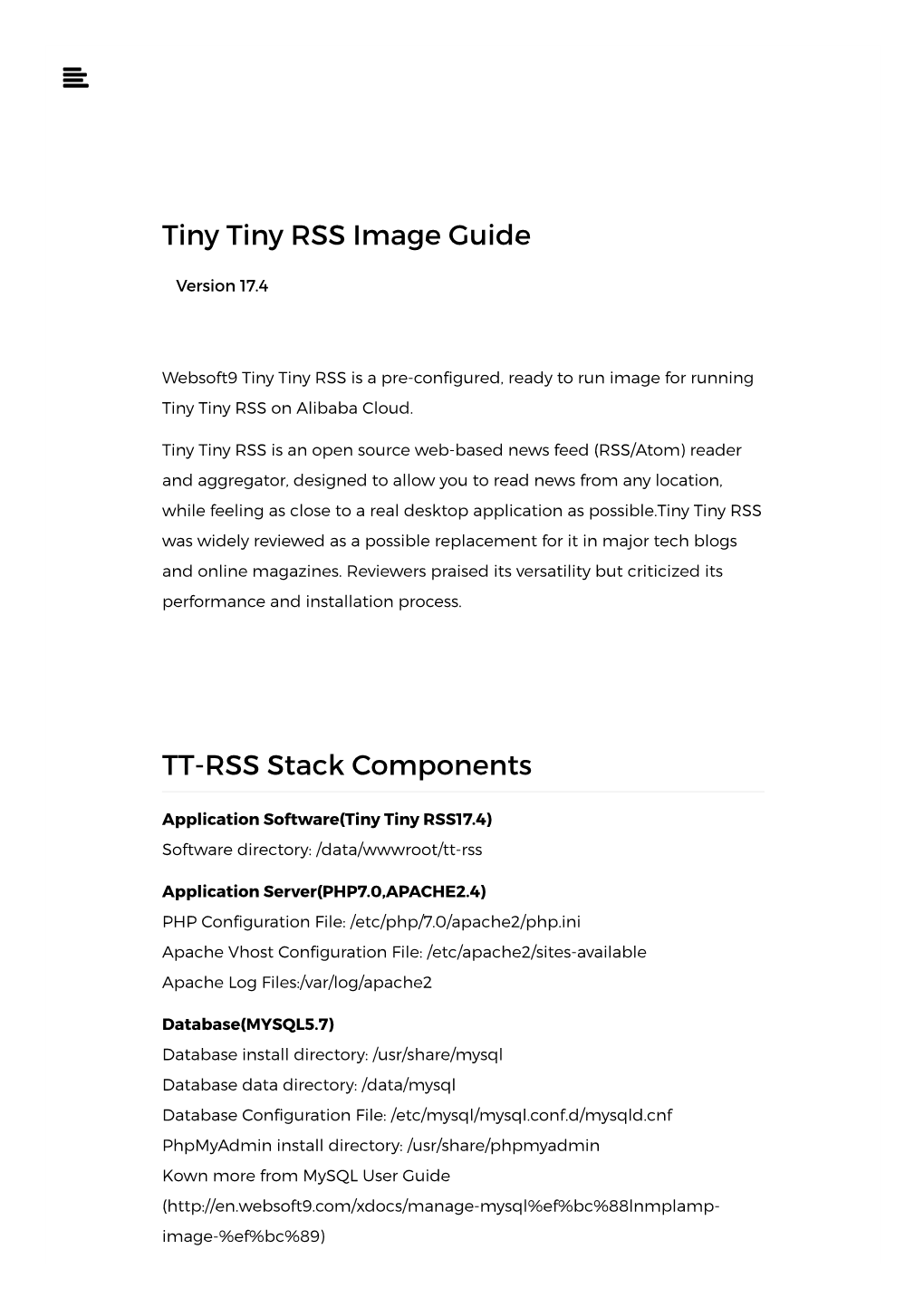Tiny Tiny RSS Image Guide TT-RSS Stack Components
