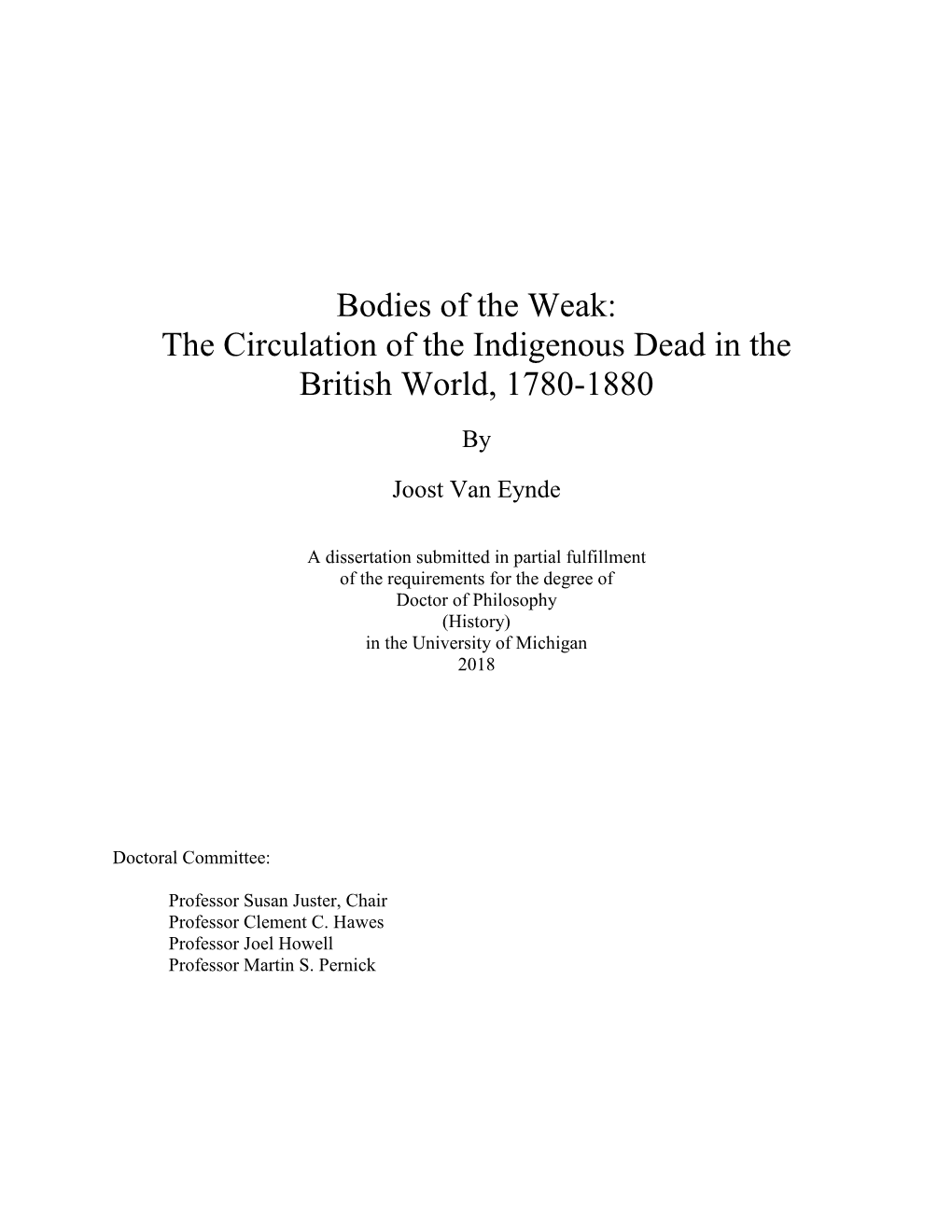 The Circulation of the Indigenous Dead in the British World, 1780-1880