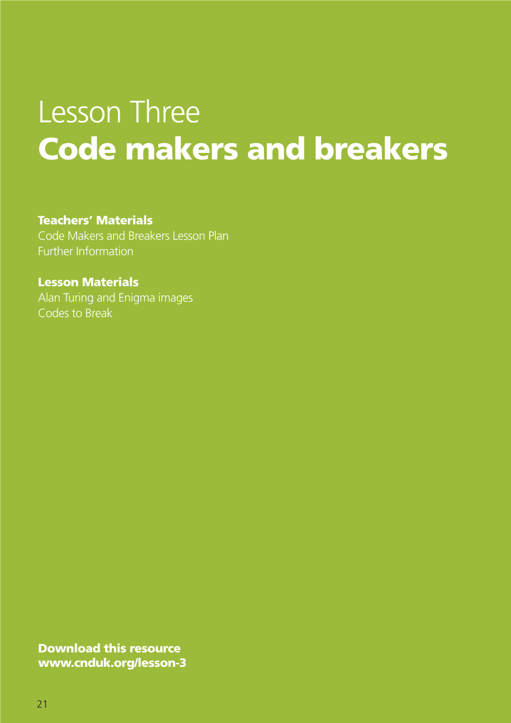 Lesson Three Code Makers and Breakers