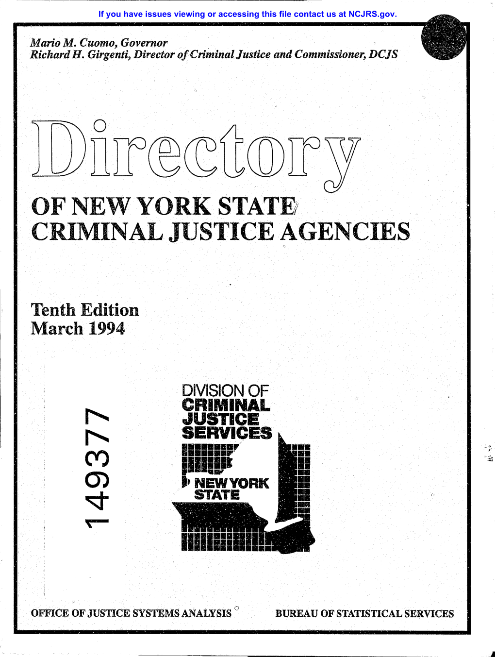 Of New York State? Criminal Justice Agencies [