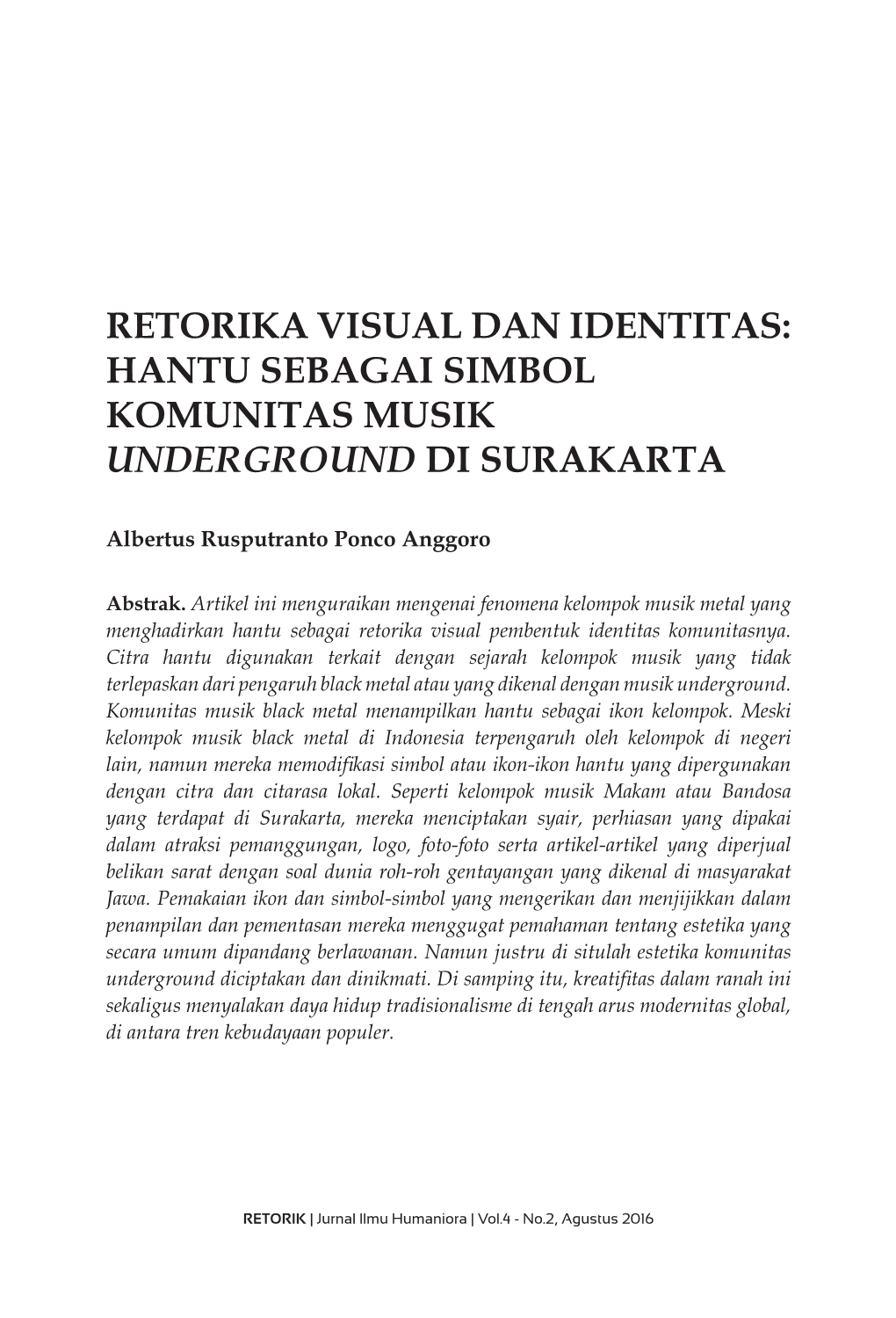 Hantu Sebagai Simbol Komunitas Musik Underground Di Surakarta