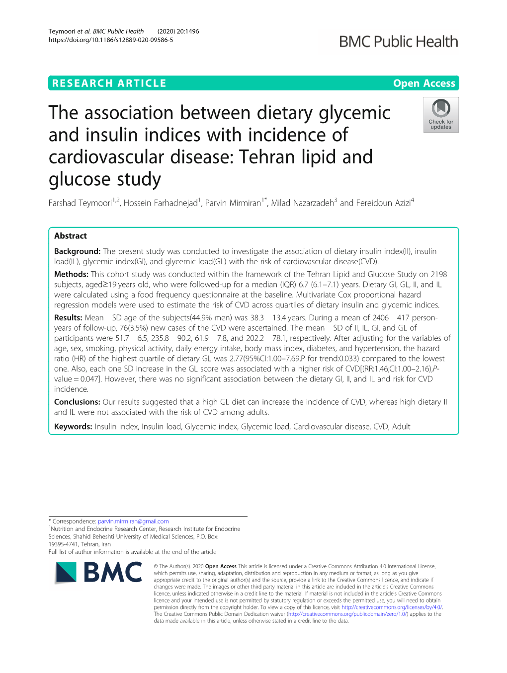 The Association Between Dietary Glycemic and Insulin Indices With