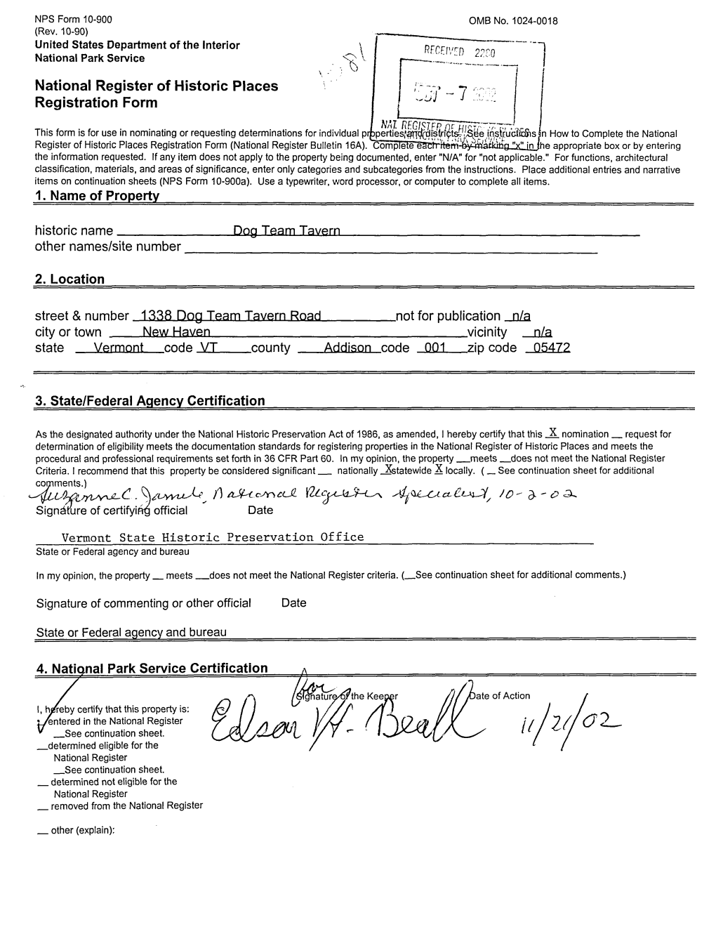 National Register of Historic Places Registration Form 3. State/Federal