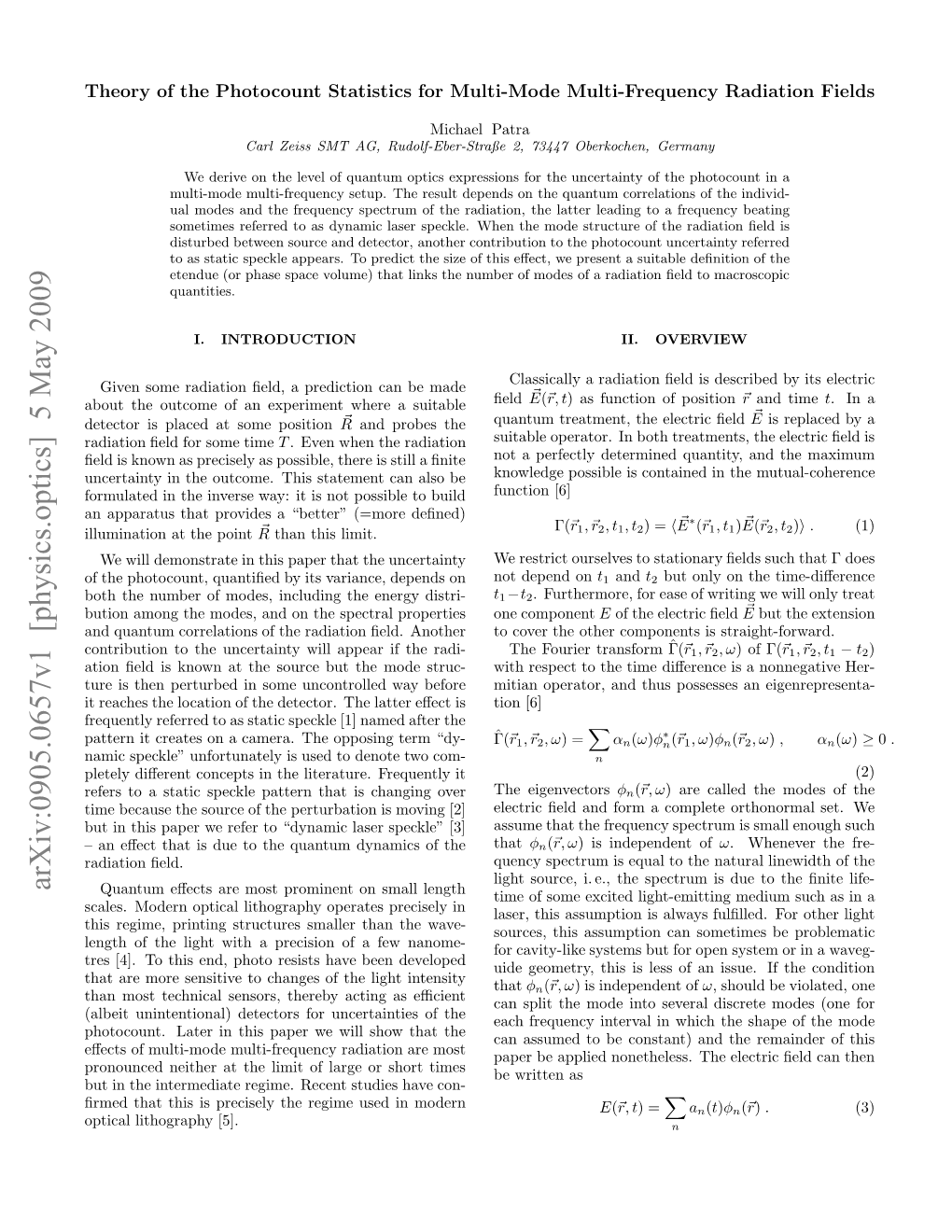 Theory of the Photocount Statistics for Multi-Mode Multi-Frequency