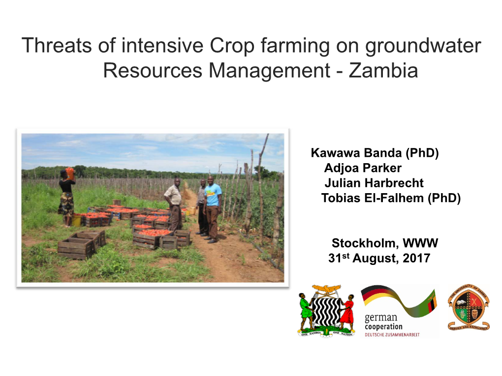 Threats of Intensive Crop Farming on Groundwater Resources Management - Zambia