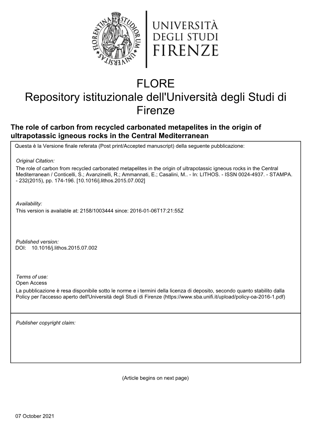 The Role of Carbon from Recycled Sediments in the Shift from Lamproite to Leucitite in the Central Mediterranean Region