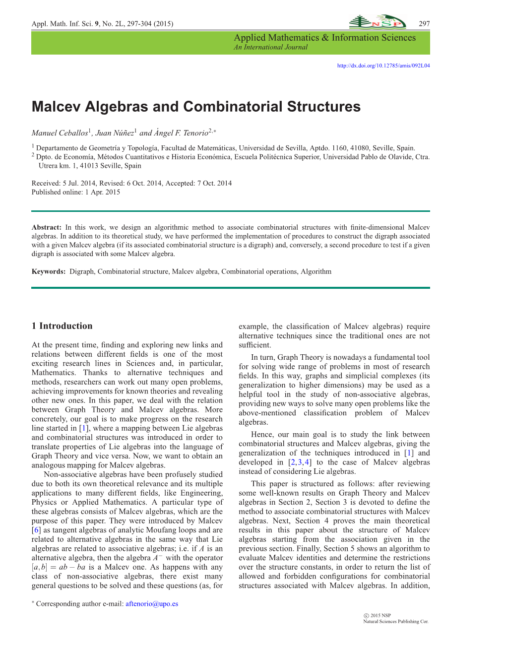 Malcev Algebras and Combinatorial Structures -.:: Natural Sciences