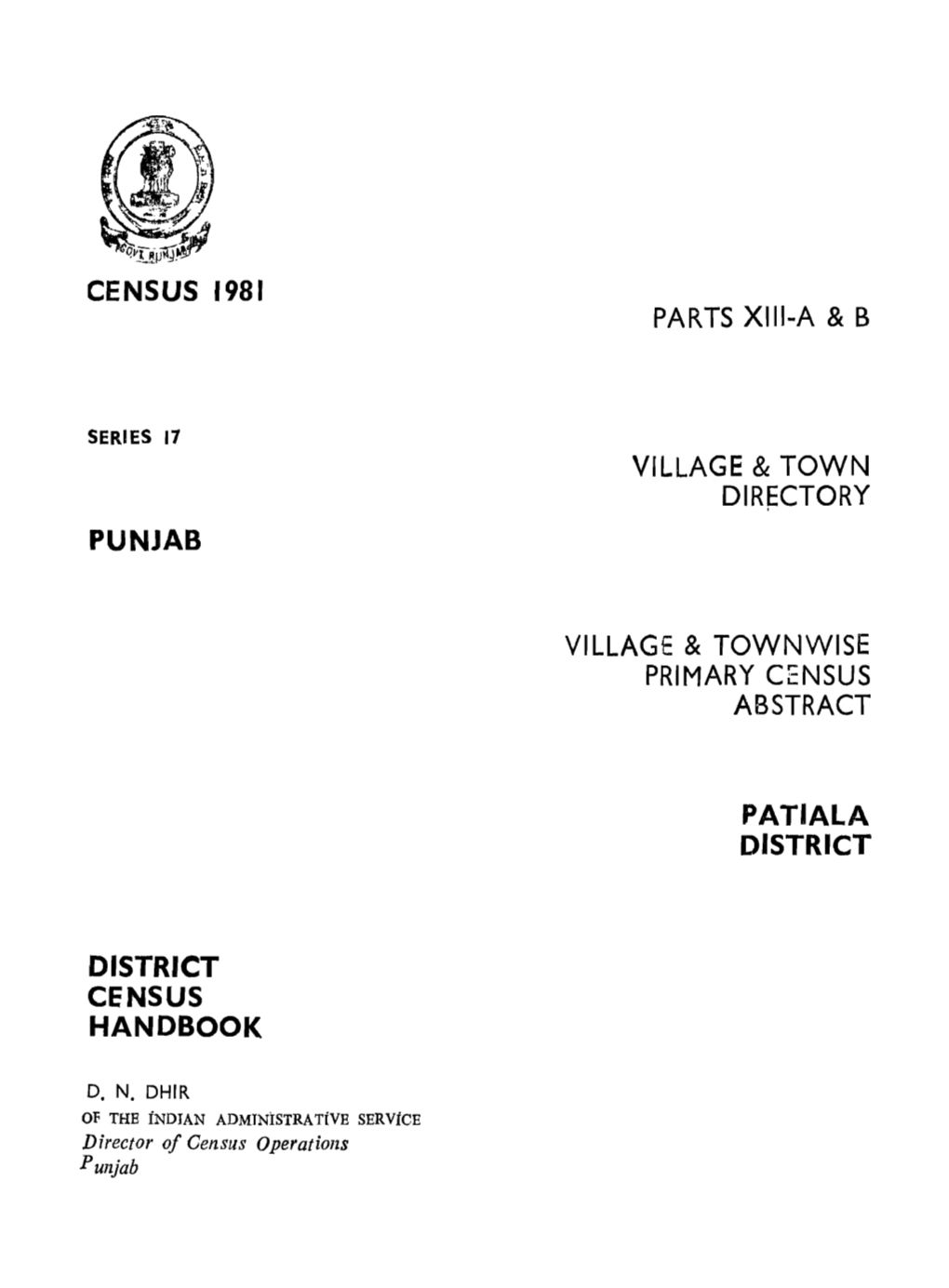 Parts Xiii-A & B Village & Town Directory