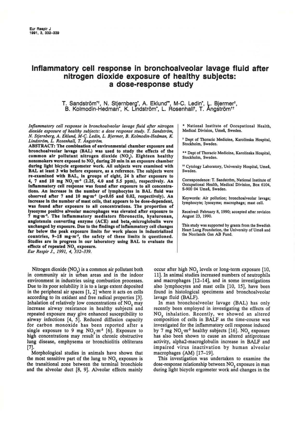 Inflammatory Response in 7 Mg N02·M· a Larger Proportion of the AM Were 3 BALF After Exposure to 7 Mg N02·M· [16]