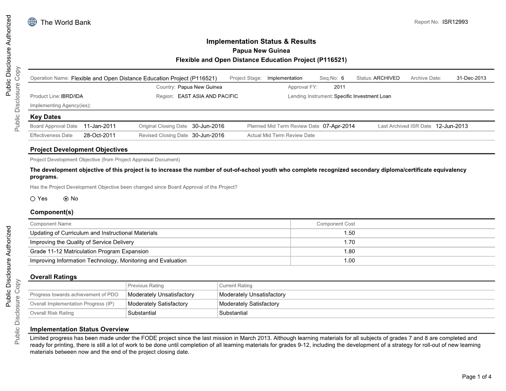 Implementation Status & Results