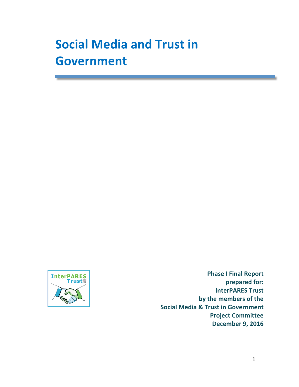 Social Media and Trust in Government