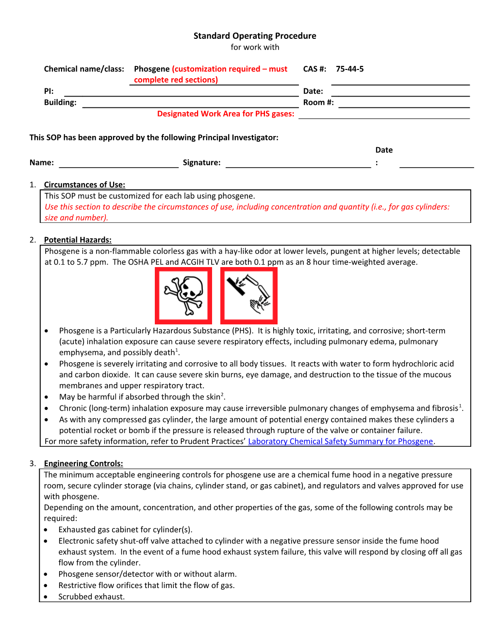 Toxic Gases SOP Template