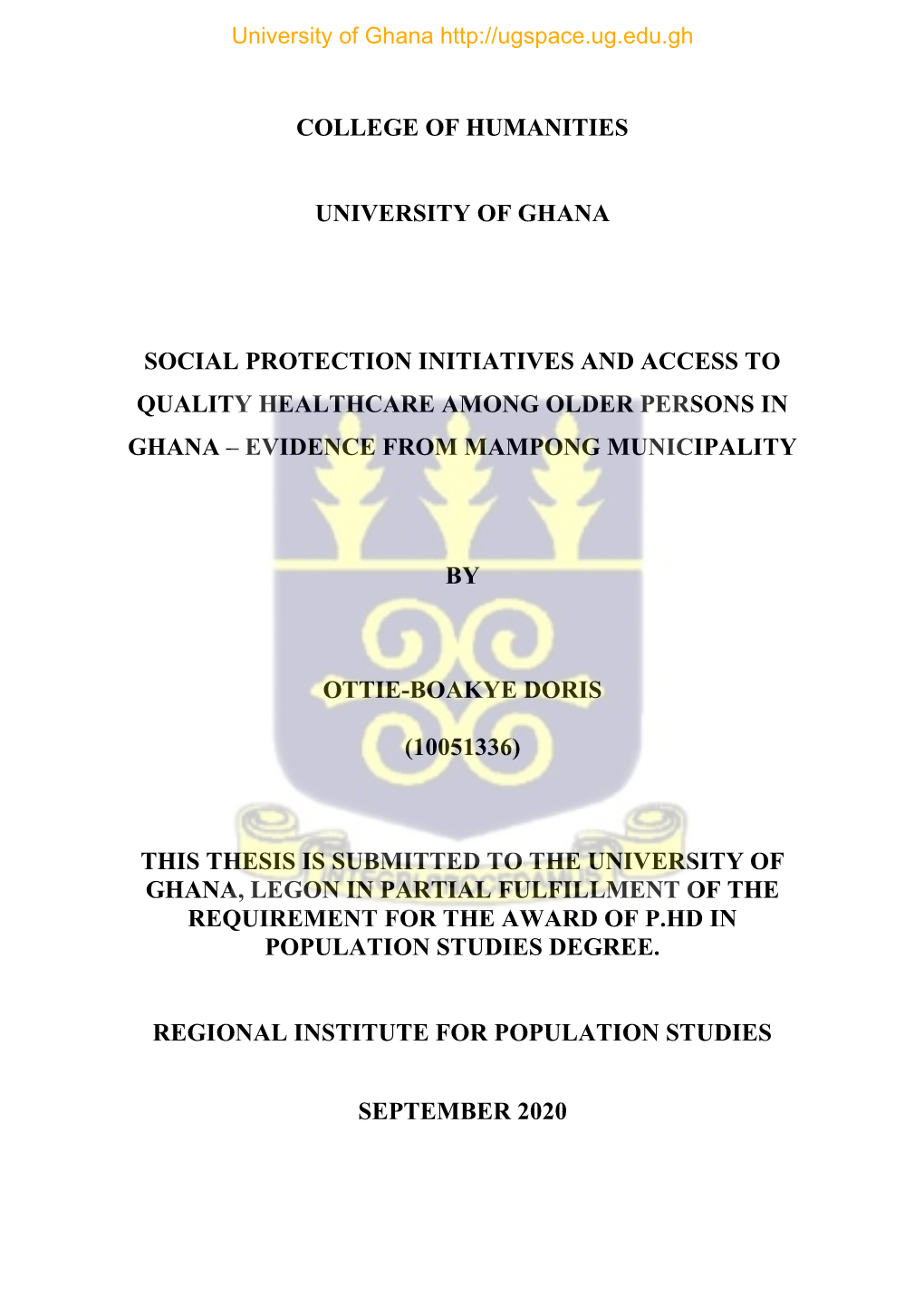 College of Humanities University of Ghana Social