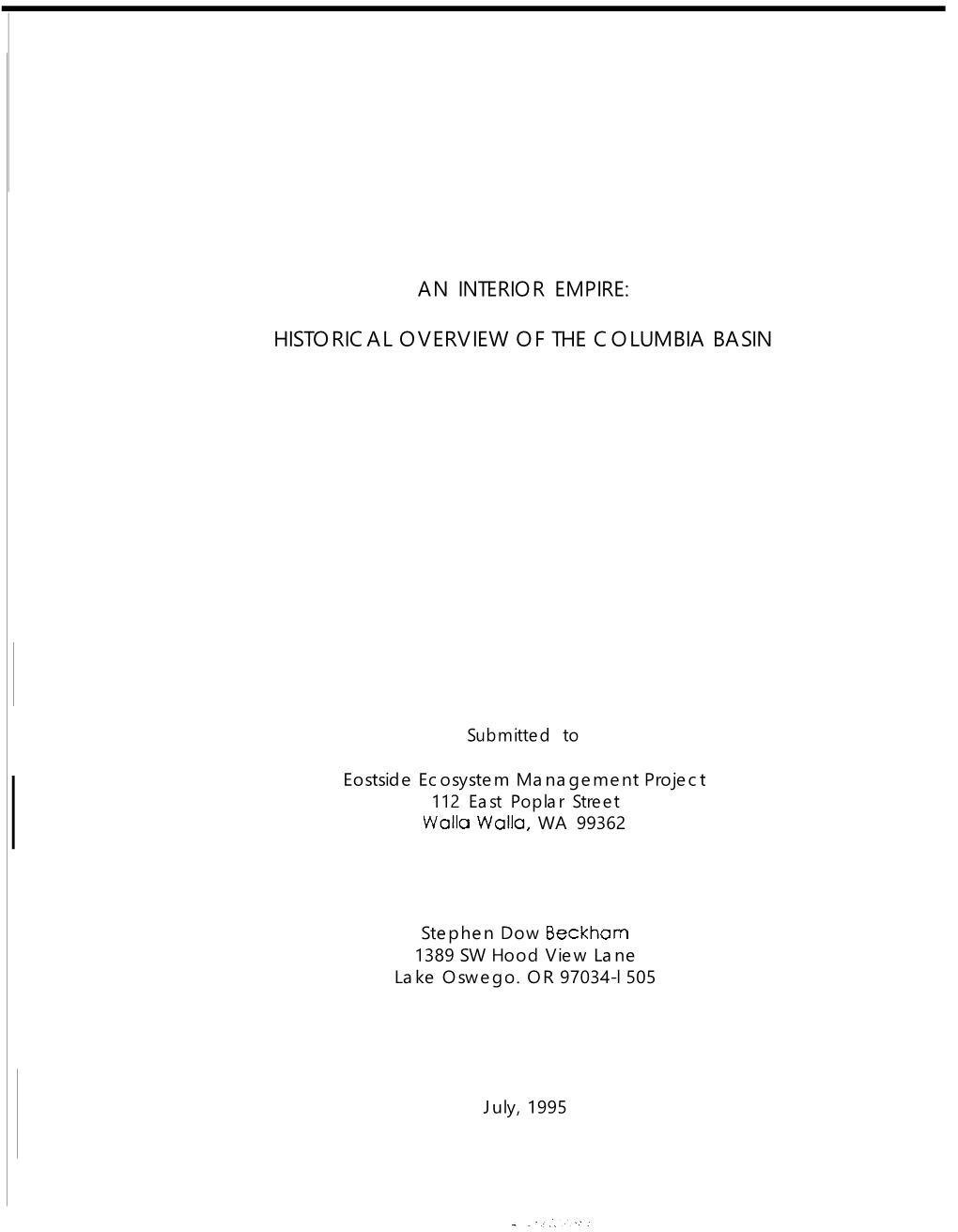 An Interior Empire: Historical Overview of the Columbia Basin