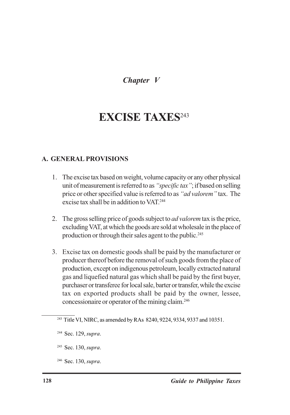 Excise Taxes243