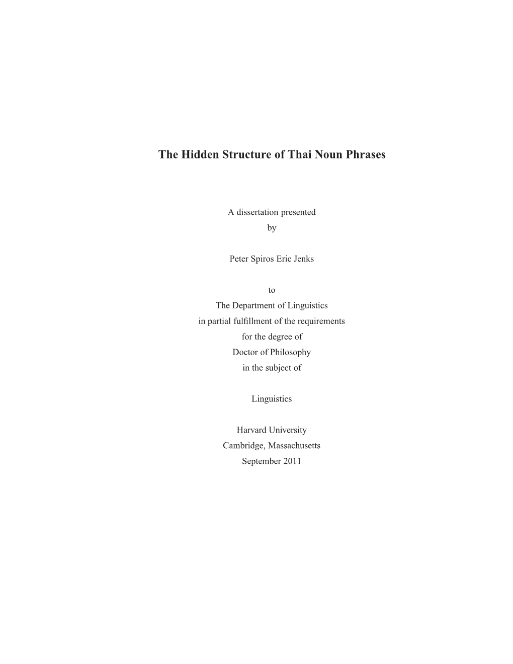 The Hidden Structure of Thai Noun Phrases