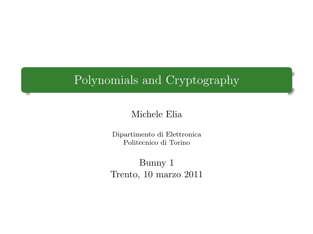 Polynomials and Cryptography