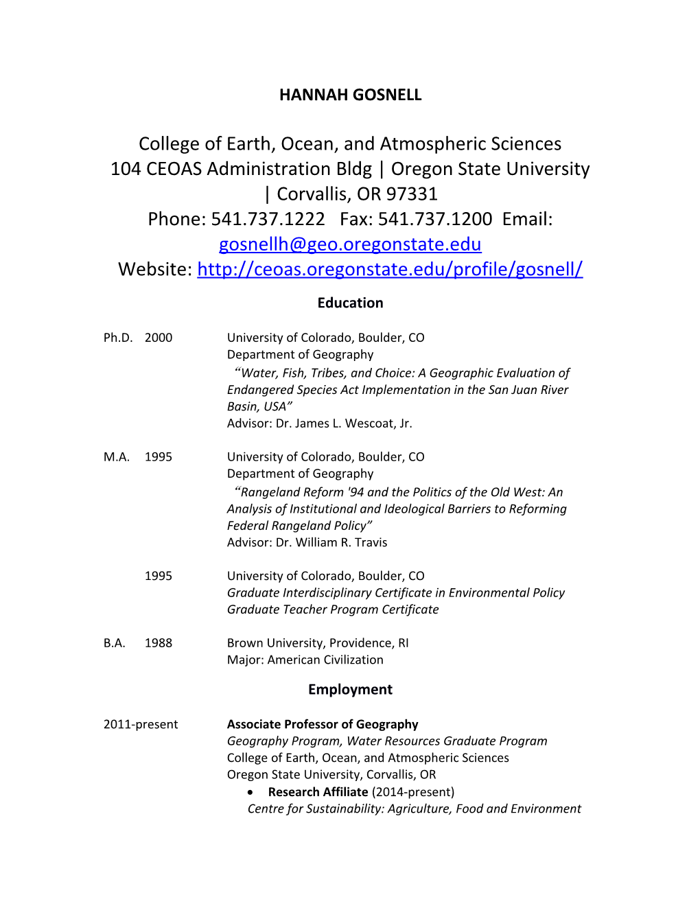 College of Earth, Ocean, and Atmospheric Sciences