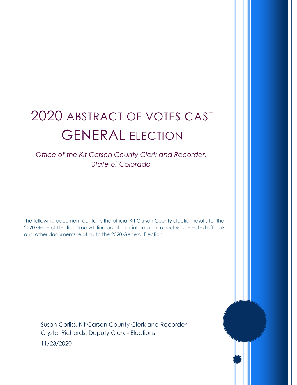 2020 Abstract of Votes Cast General Election