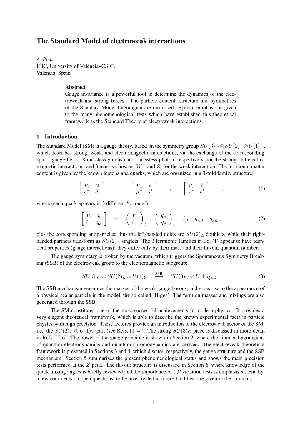 The Standard Model of Electroweak Interactions