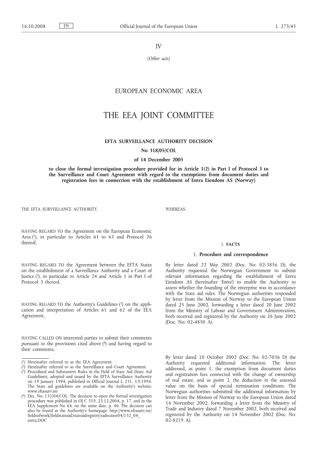 The Eea Joint Committee