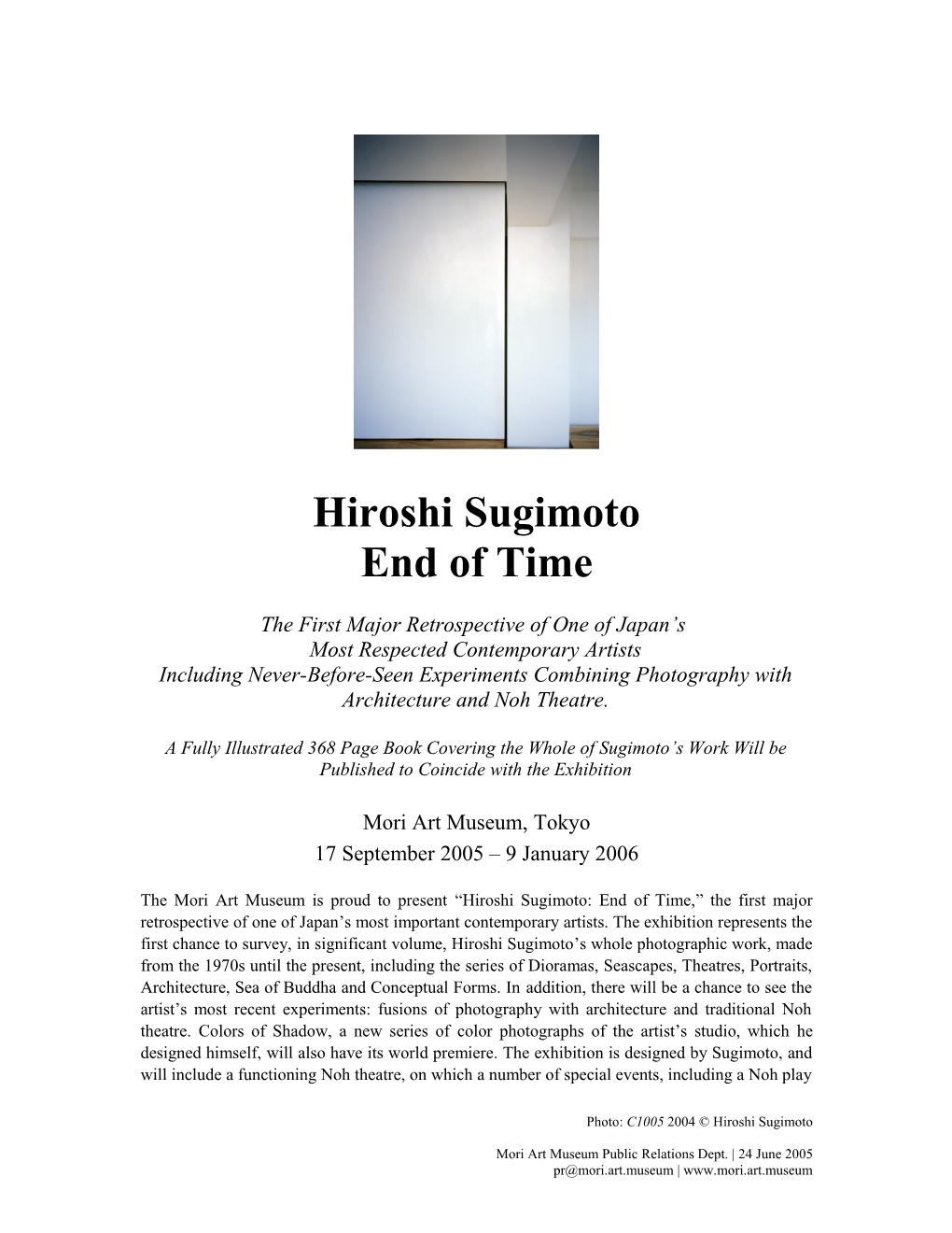 Hiroshi Sugimoto: End of Time