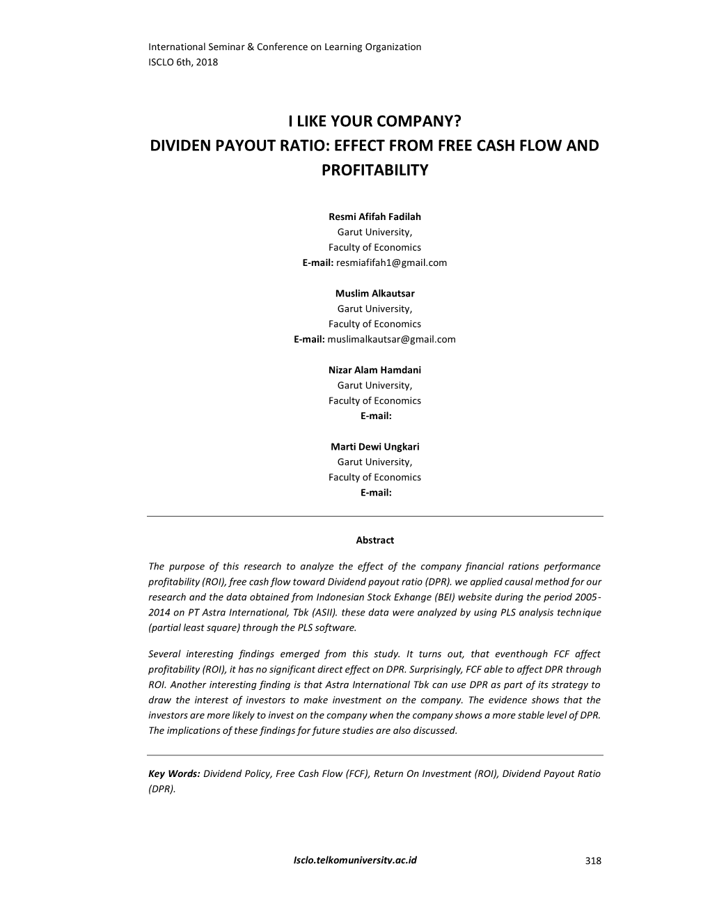 Dividen Payout Ratio: Effect from Free Cash Flow and Profitability