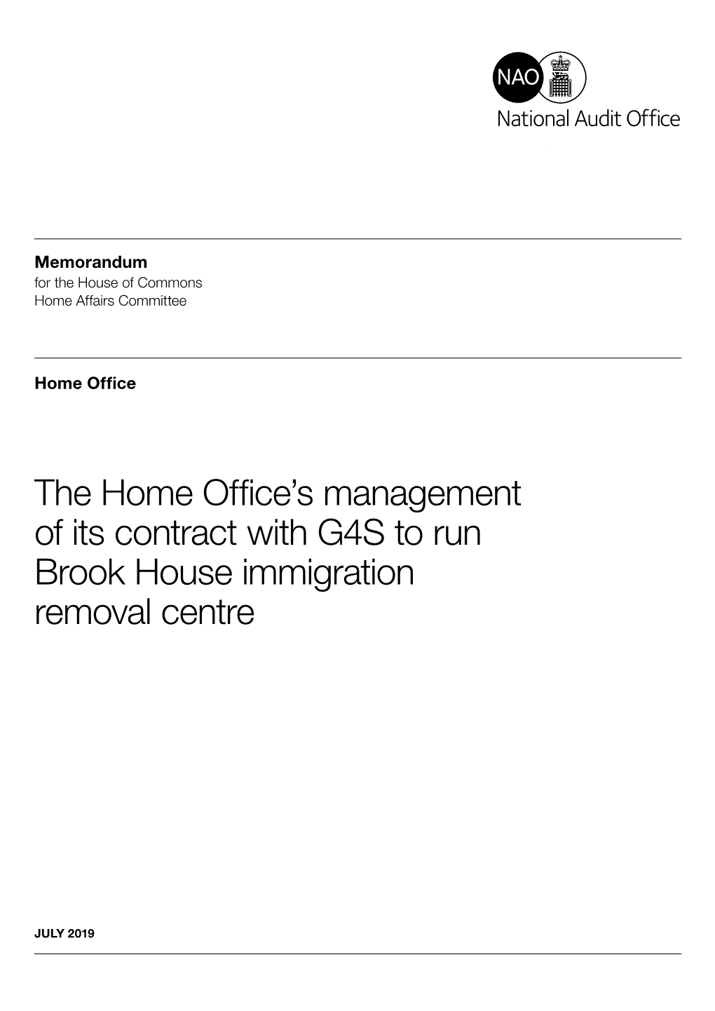 The Home Office's Management of Its Contract With
