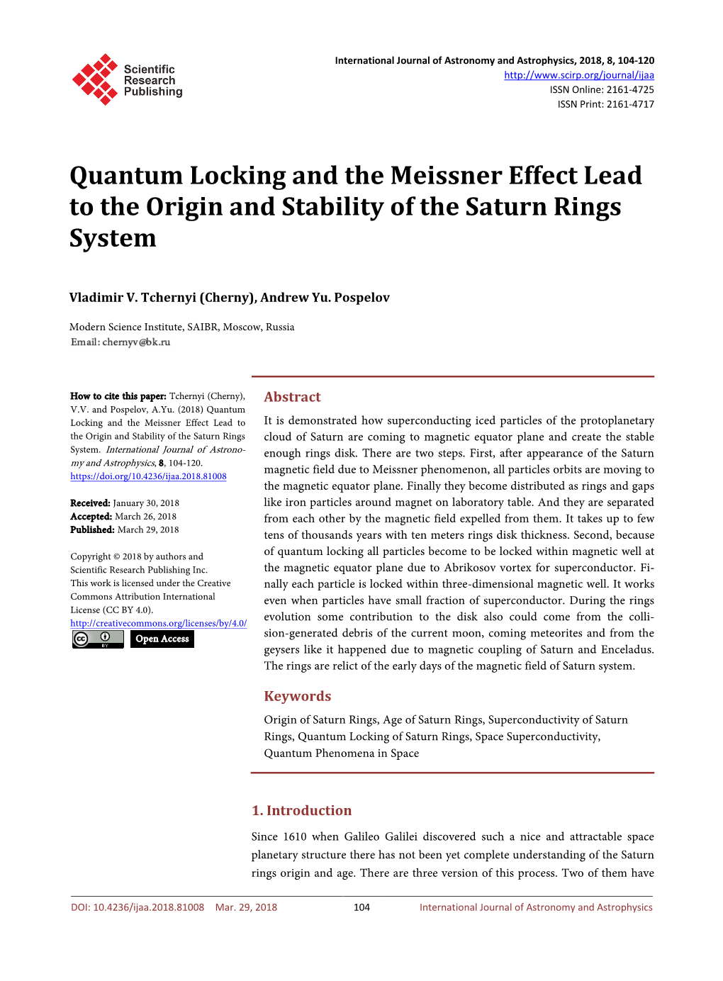 Quantum Locking and the Meissner Effect Lead to the Origin and Stability of the Saturn Rings System