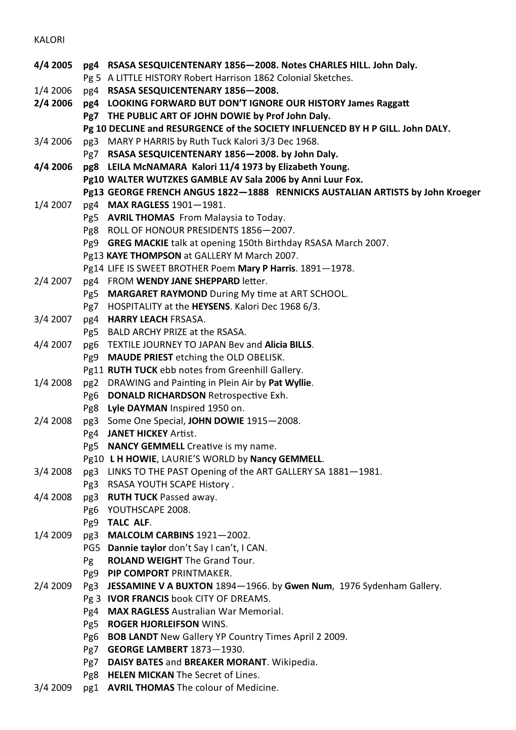 KALORI 4/4 2005 Pg4 RSASA SESQUICENTENARY 1856—2008