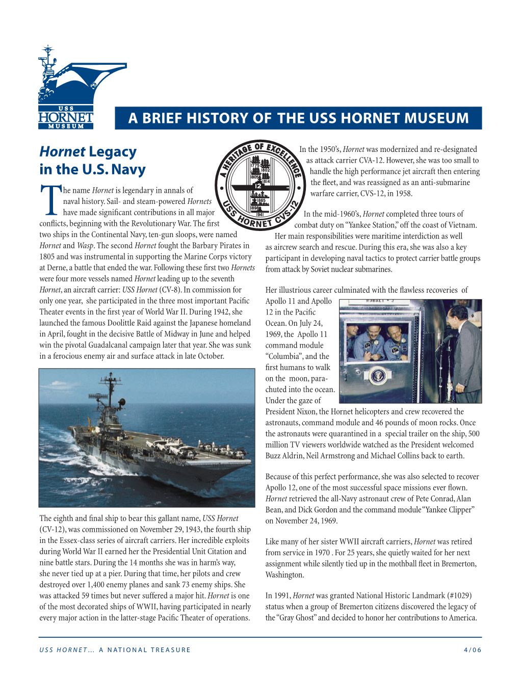 A Brief History of the USS Hornet Museum
