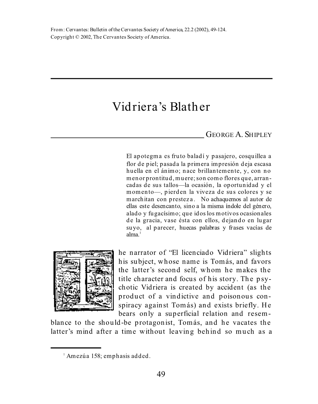 Vidriera's Blather