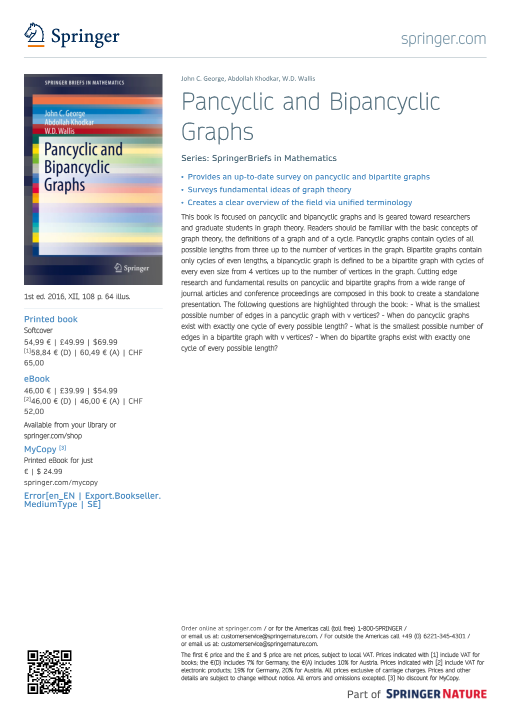 Pancyclic and Bipancyclic Graphs Series: Springerbriefs in Mathematics