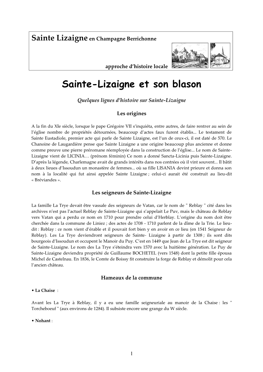 Sainte-Lizaigne Et Son Blason