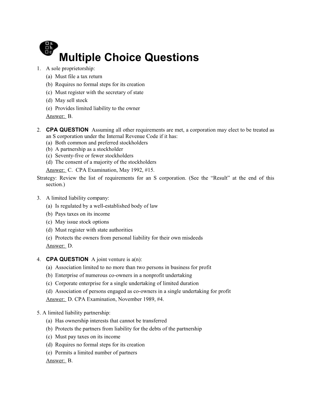 Multiple Choice Questions s9