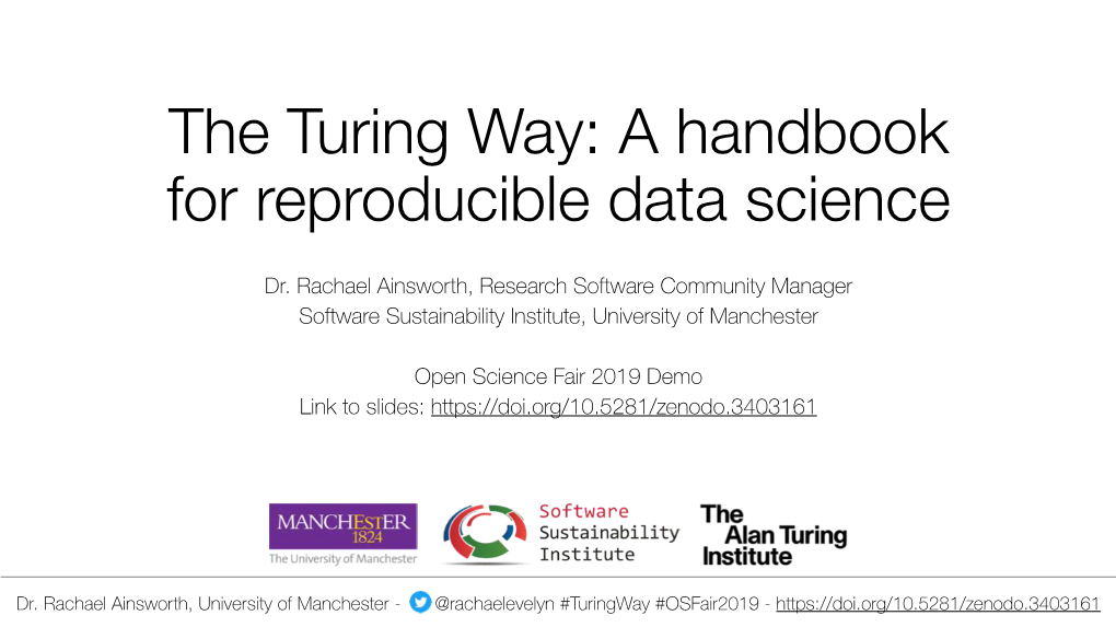 The Turing Way: a Handbook for Reproducible Data Science