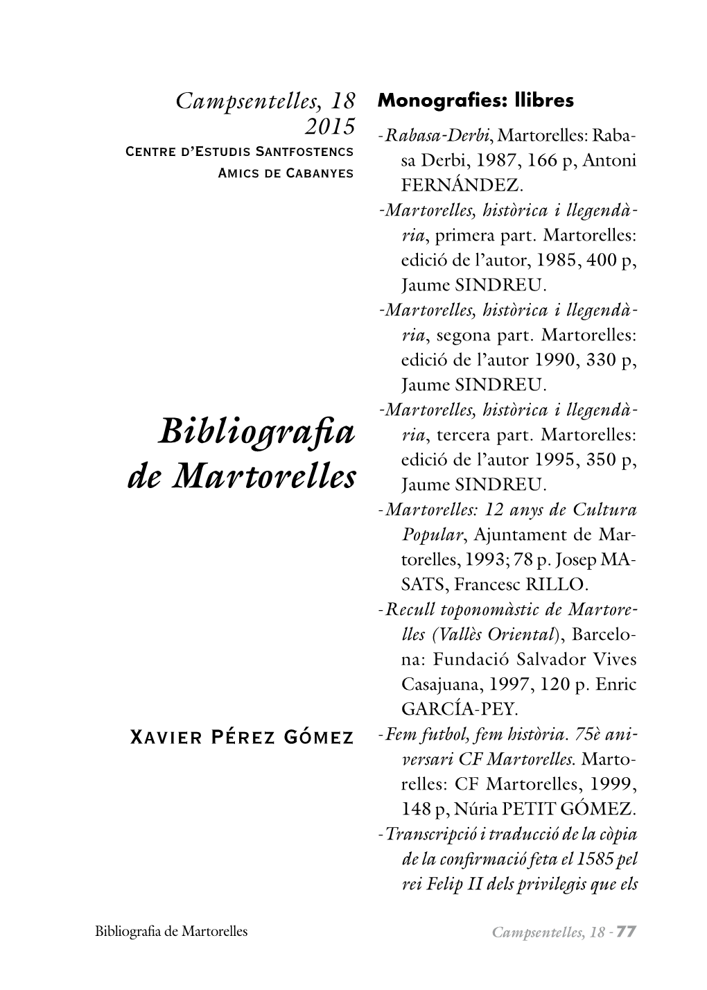 Bibliografia De Martorelles