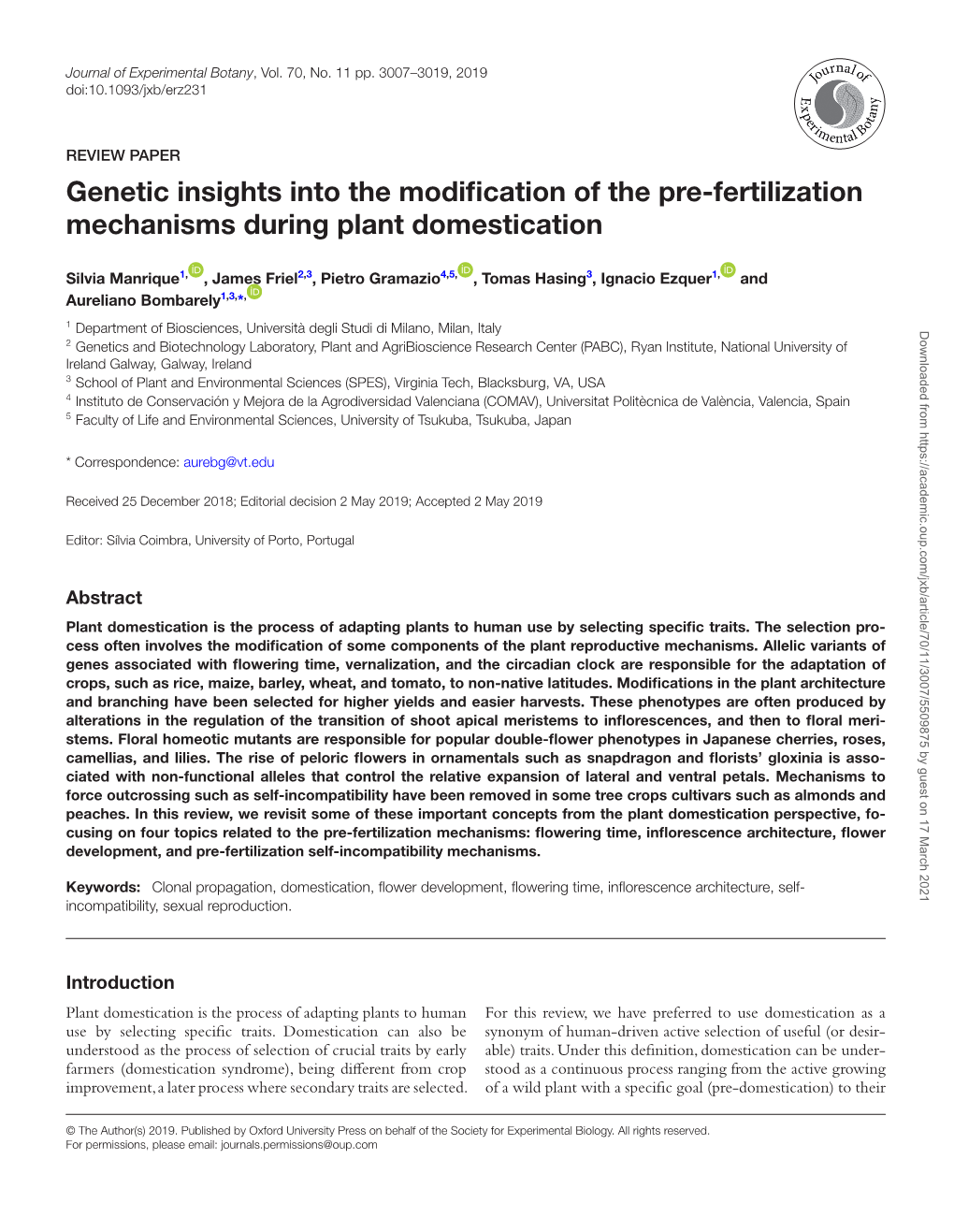 Genetic Insights Into the Modification of the Pre-Fertilization Mechanisms During Plant Domestication