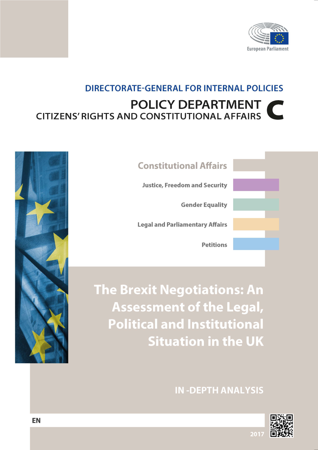 The Brexit Negotiations: an Assessment of the Legal, Political and Institutional Situation in the UK