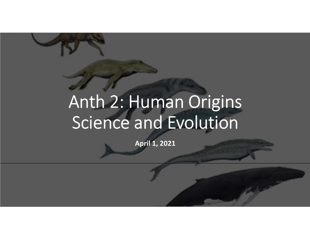 Human Origins Science and Evolution April 1, 2021 First…Science What Is Science?